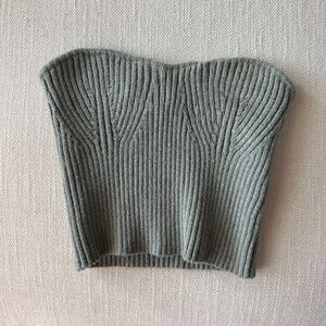 Green strapless crop top